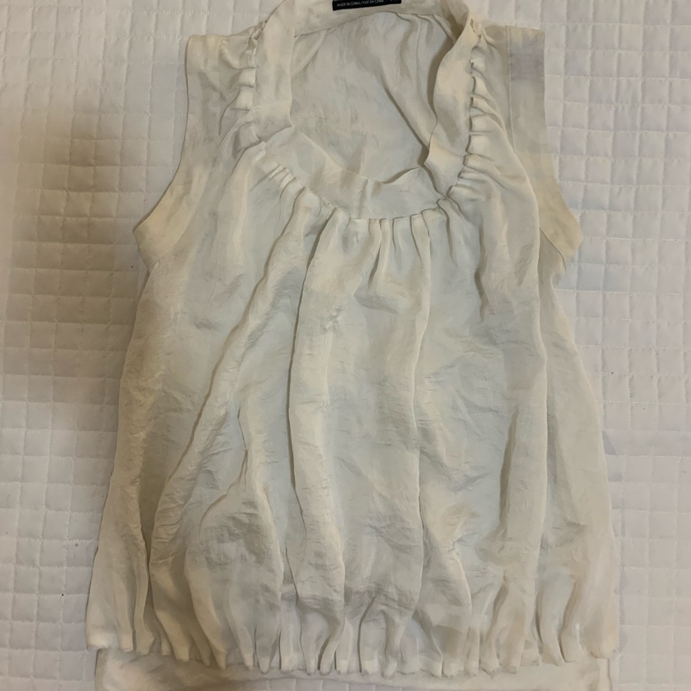 Club Monaco White Ruffle Tank